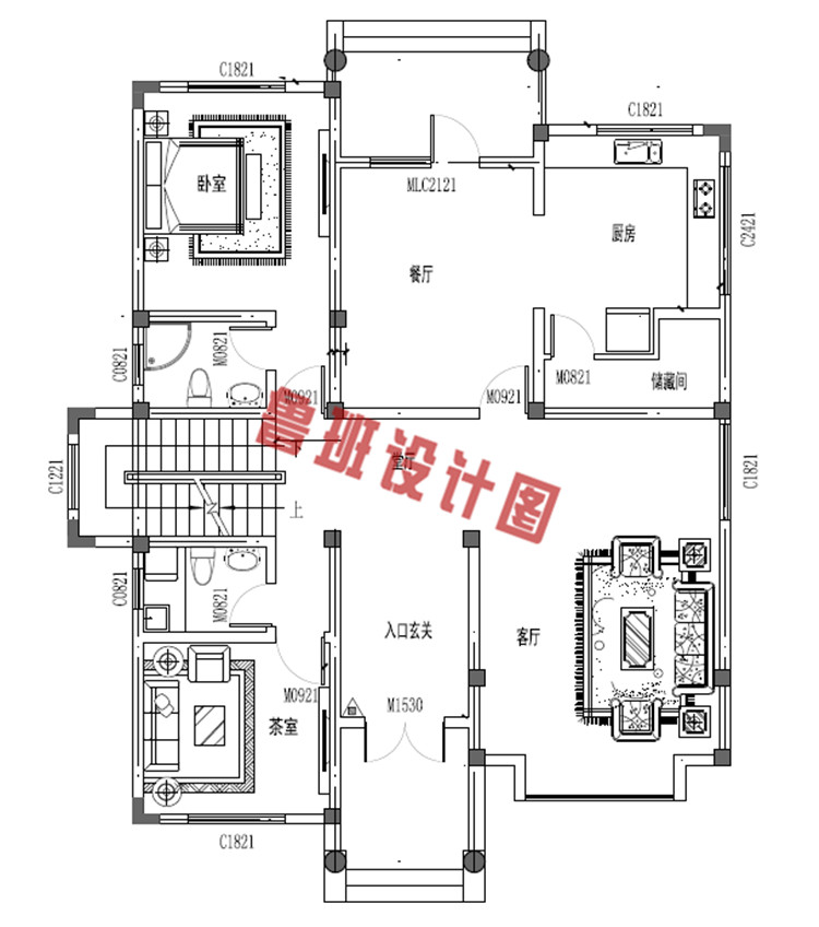 新农村三层小别墅设计一层户型图