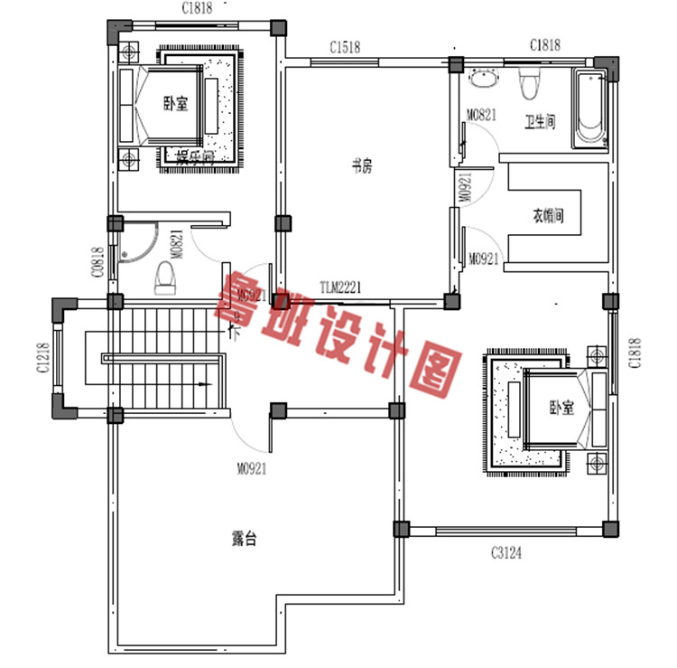 新农村三层小别墅设计三层户型图