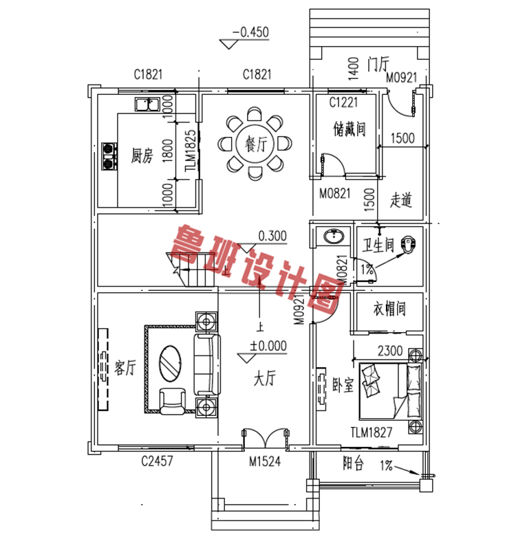 新型农村三层小别墅一层户型图