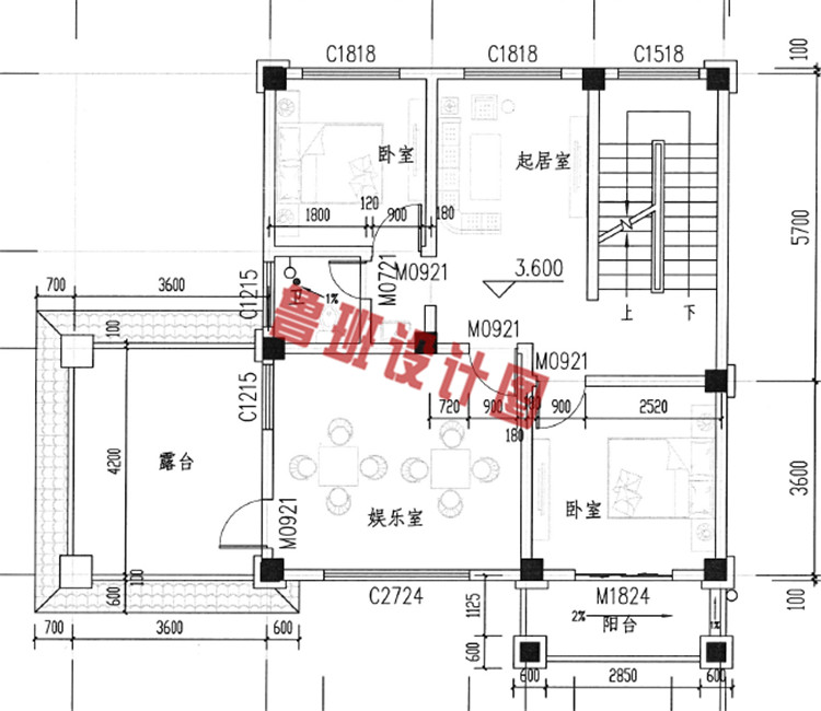 经典三层农村自建房屋二层户型图