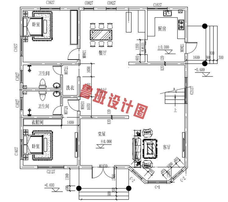 三层复式小洋楼推荐设计一层户型图