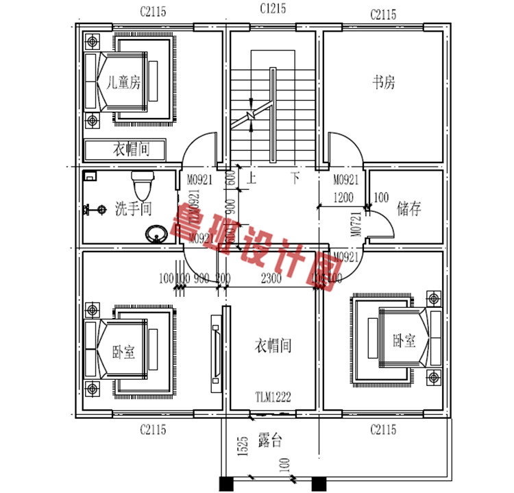 90平新农村三层别墅设计二层户型图