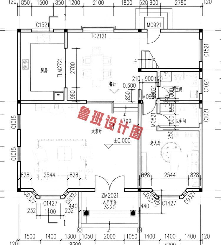 农村二层半别墅一层户型图