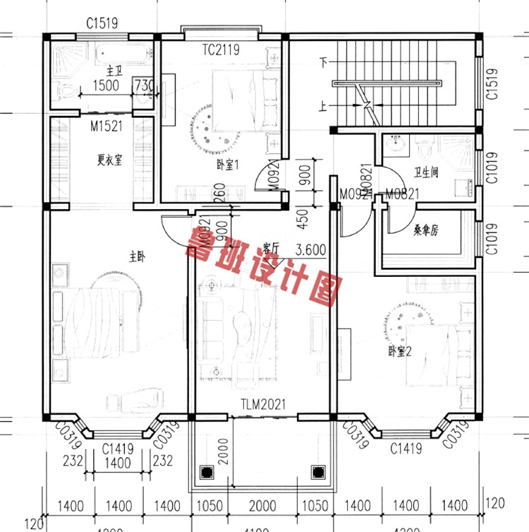 农村二层半别墅二层户型图