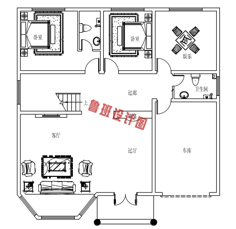 三层复式楼房设计一层户型图