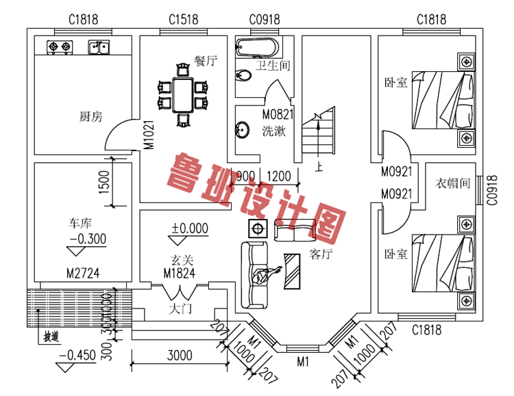 简洁大气140平方三层房子设计图