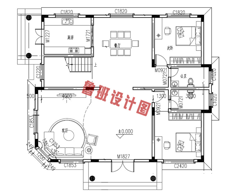 三层农村新款楼房设计一层户型图