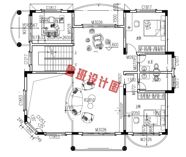 三层农村新款楼房设计二层户型图