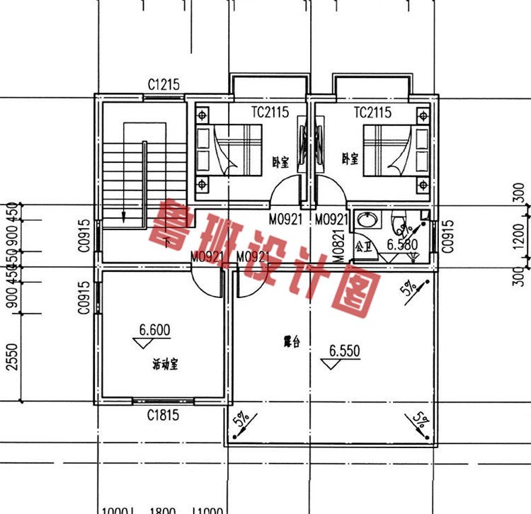 小占地乡村三层半自建房三层户型图