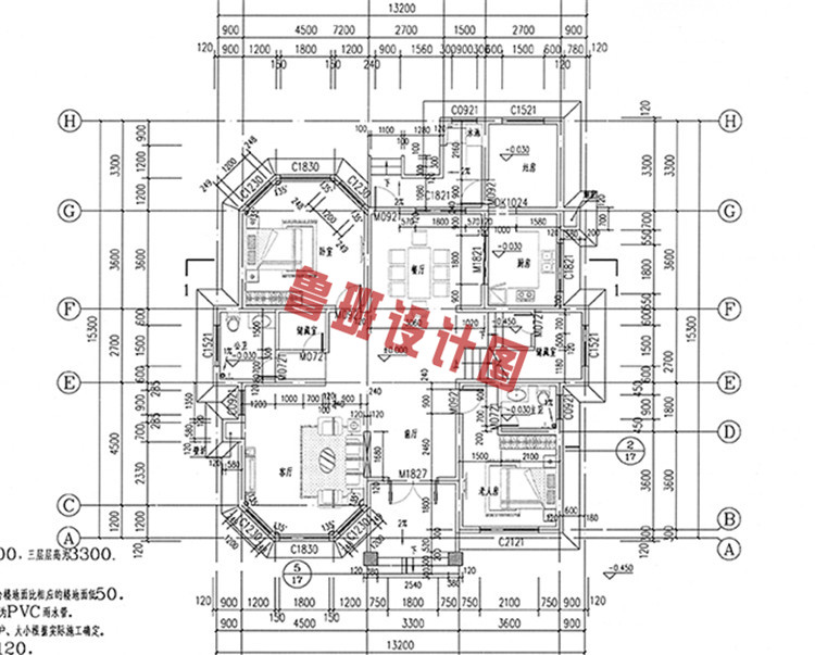 简欧三层三间楼房设计一层户型图