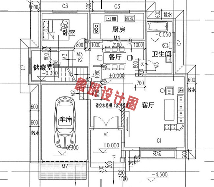 三层农村自建房屋一层户型图