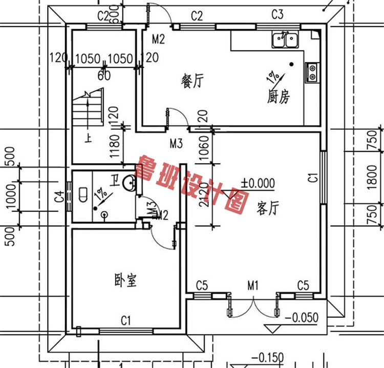 三层平屋顶小别墅设计一层户型图