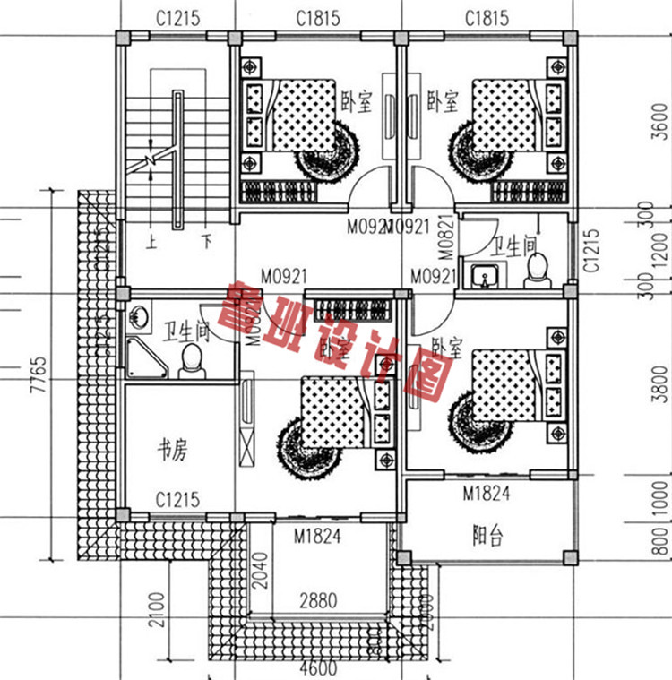 低预算的农村三层房屋设计二层户型图