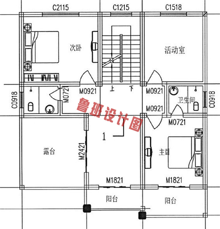 传统三层小别墅设计三层户型图