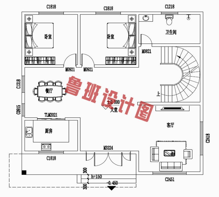 乡下二层楼房住宅设计图纸及效果图