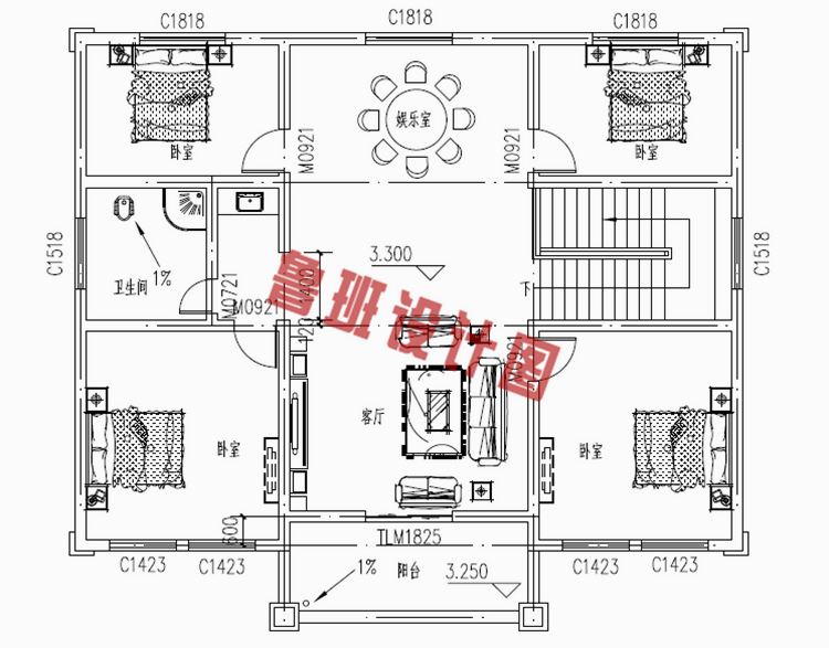 150平米新中式农村两层楼房设计图