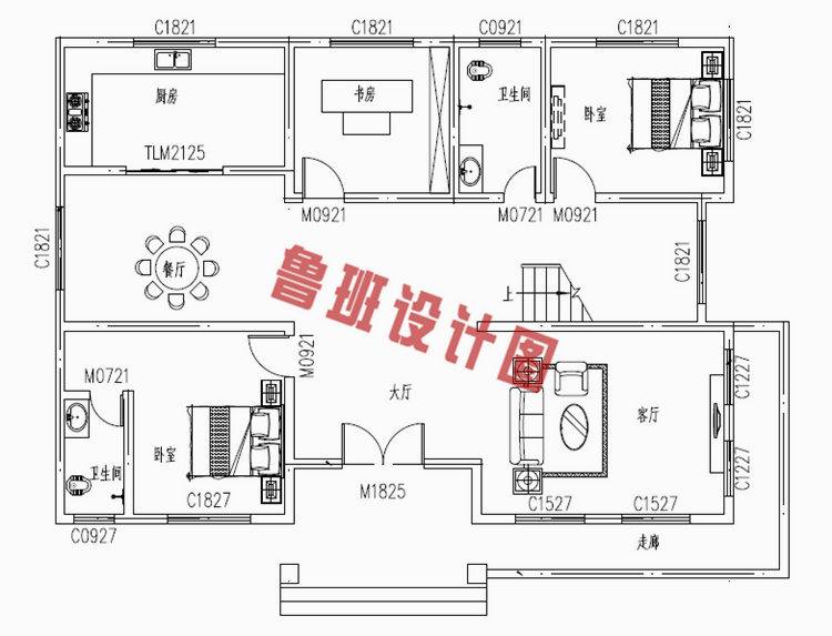 150平米田园风格二层别墅设计图纸