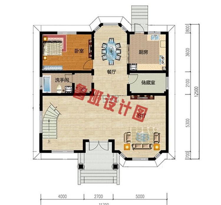 新颖大气欧式三层别墅设计一层户型图