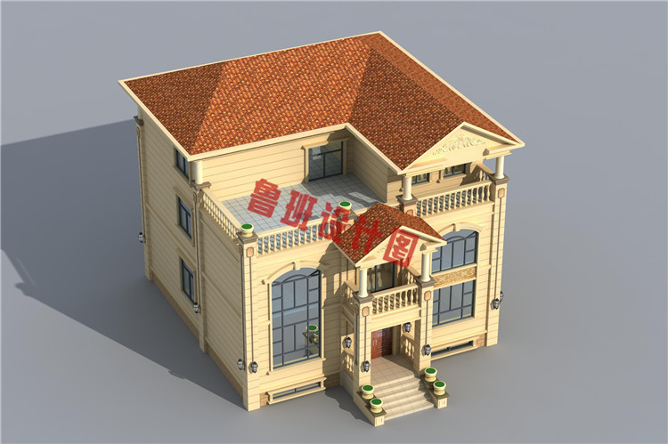 简欧式三层小别墅设计鸟瞰图