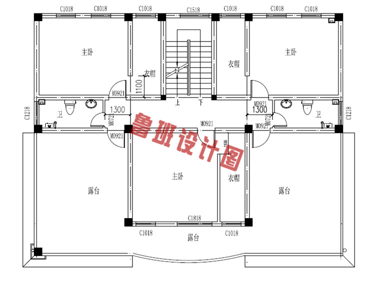 三层坡屋顶别墅设计三层户型图