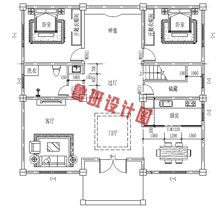 三层新款别墅设计一层户型图