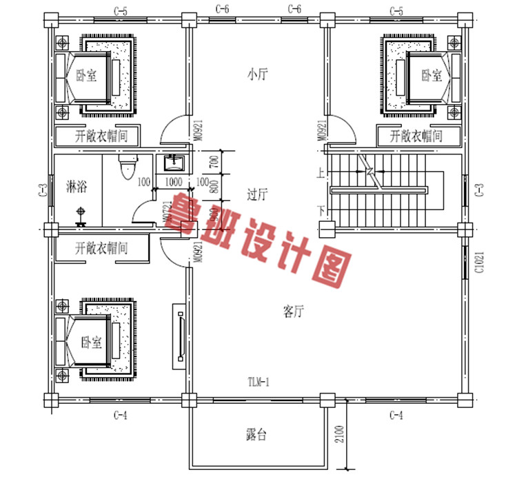 三层新款别墅设计二层户型图