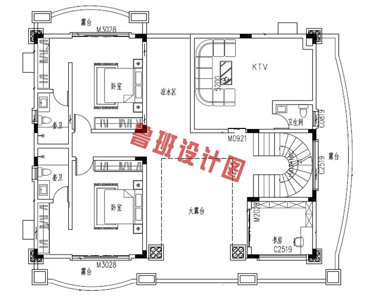 三层别墅设计三层户型图