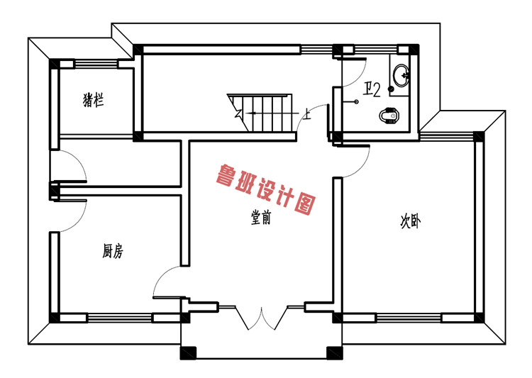 新农村中式三层别墅设计一层户型图