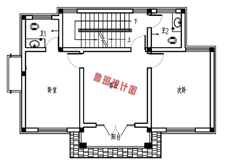 新农村中式三层别墅设计二层户型图