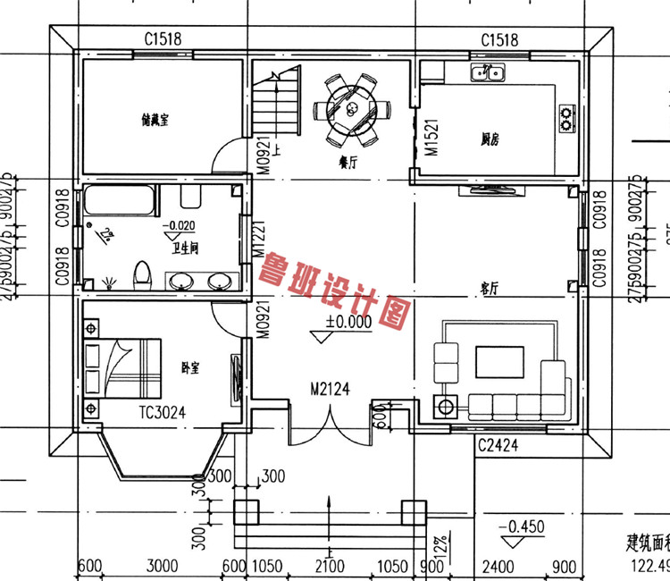 欧式田园风楼房设计一层户型图