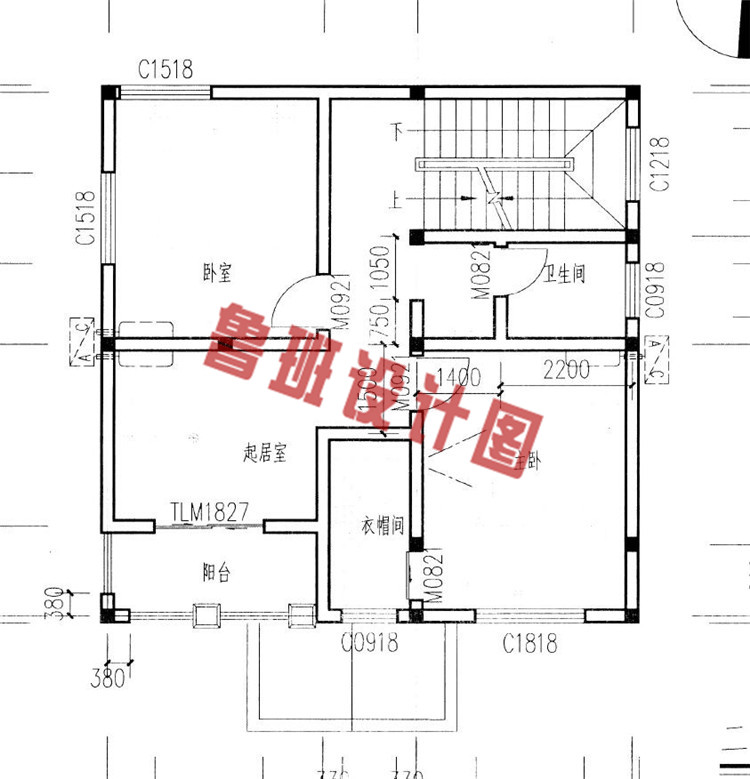 小占地乡村自建房屋设计二层户型图