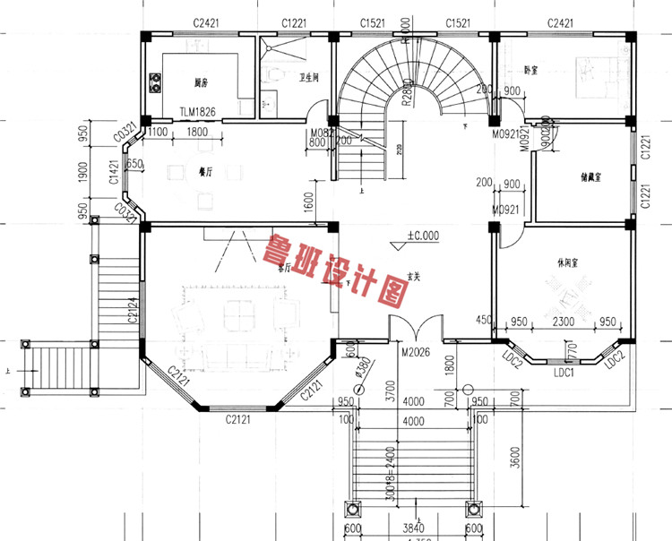 三层欧式豪华别墅设计一层户型图