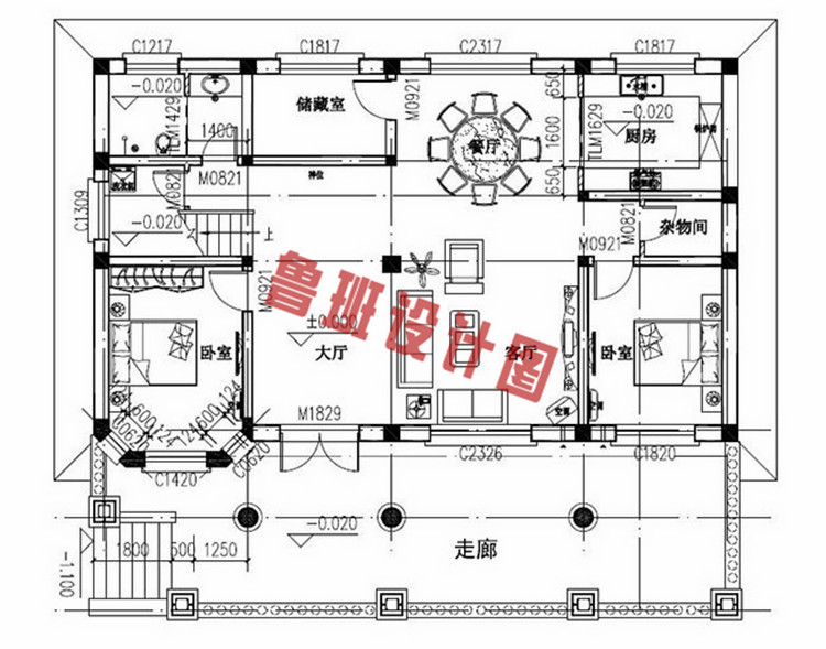 四间两层楼房设计图