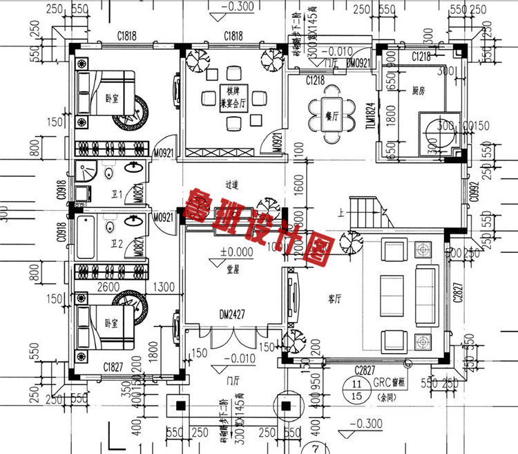 实用农村三层别墅设计一层户型图