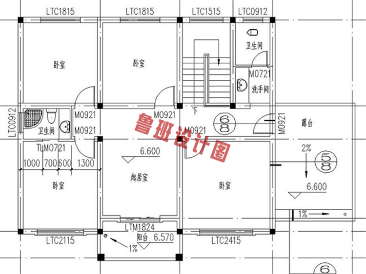 带车库乡村三层自建房三层户型图