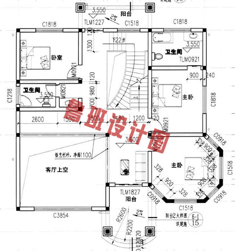 复式三层楼房设计二层户型图