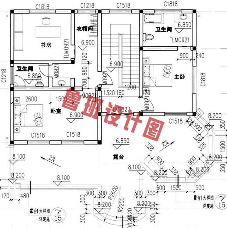 复式三层楼房设计三层户型图