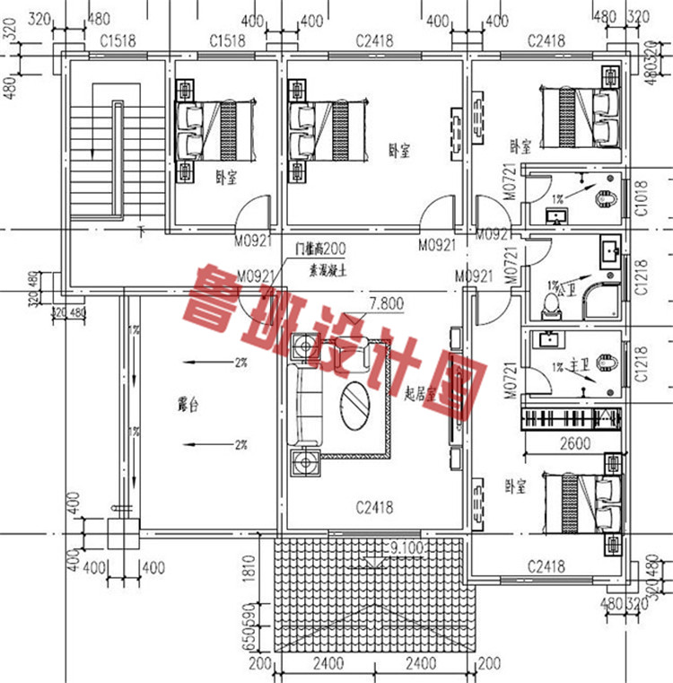 三层别墅设计三层户型图