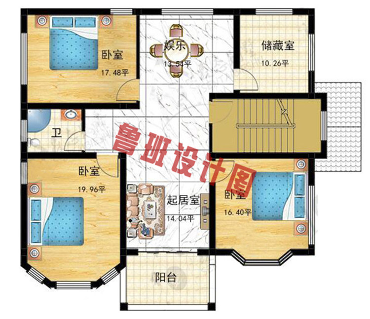 30万三层别墅设计三层户型图