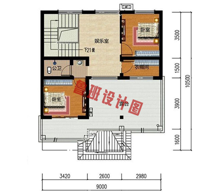 经典小户型三层小别墅推荐三层户型图