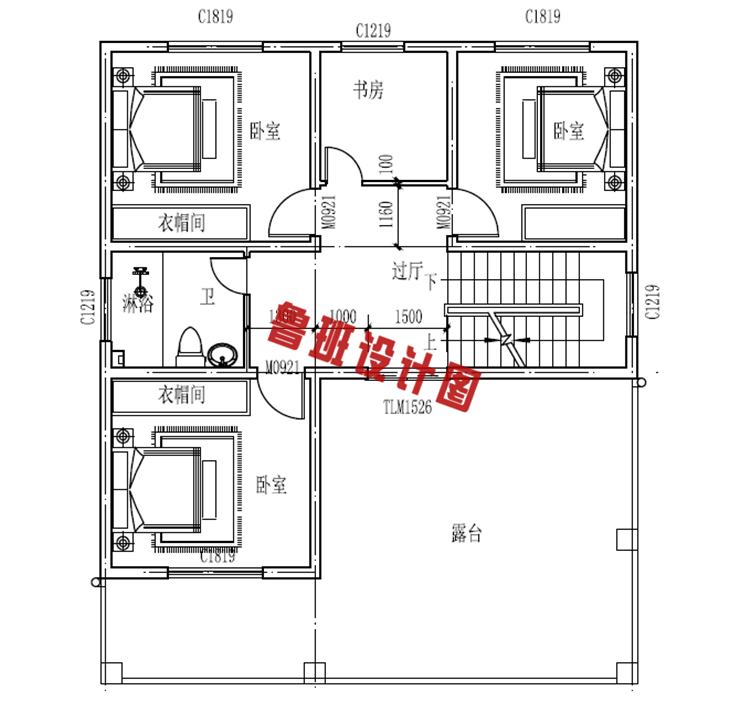 120平三层农村自建房屋三层户型图