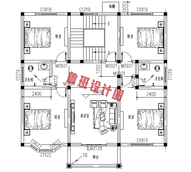 新农村别墅设计二层户型图