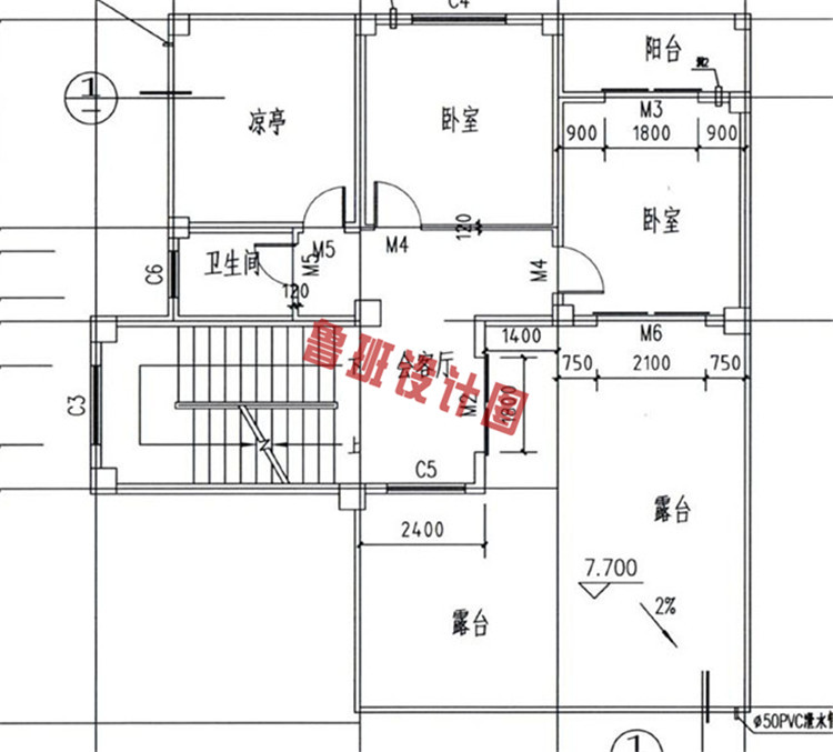 复式三层乡村自建房屋设计三层户型图