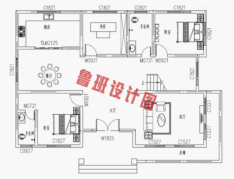 150平米田园风格二层别墅设计图纸