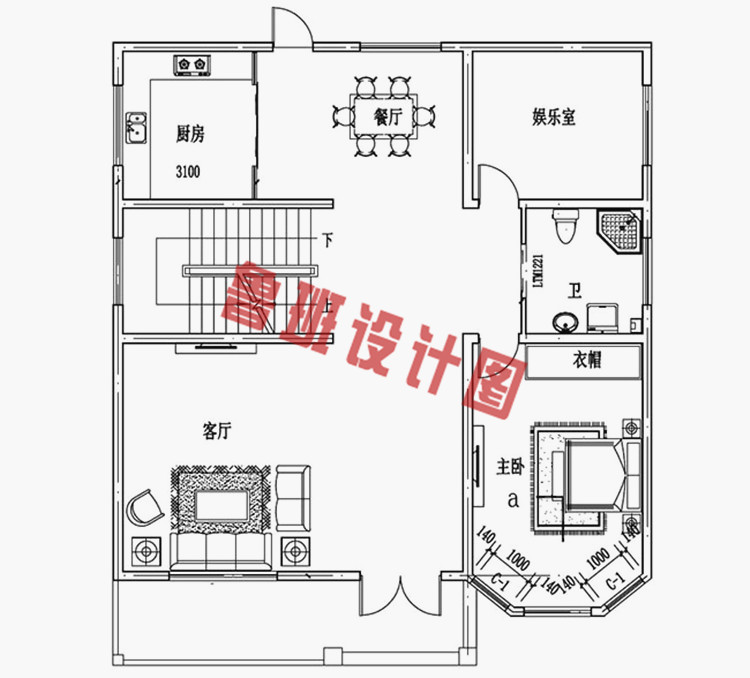 140平新农村三层房屋设计图
