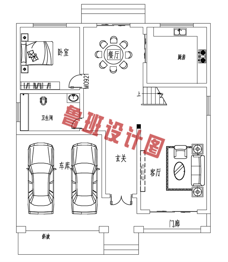 经典两层别墅设计一层户型图