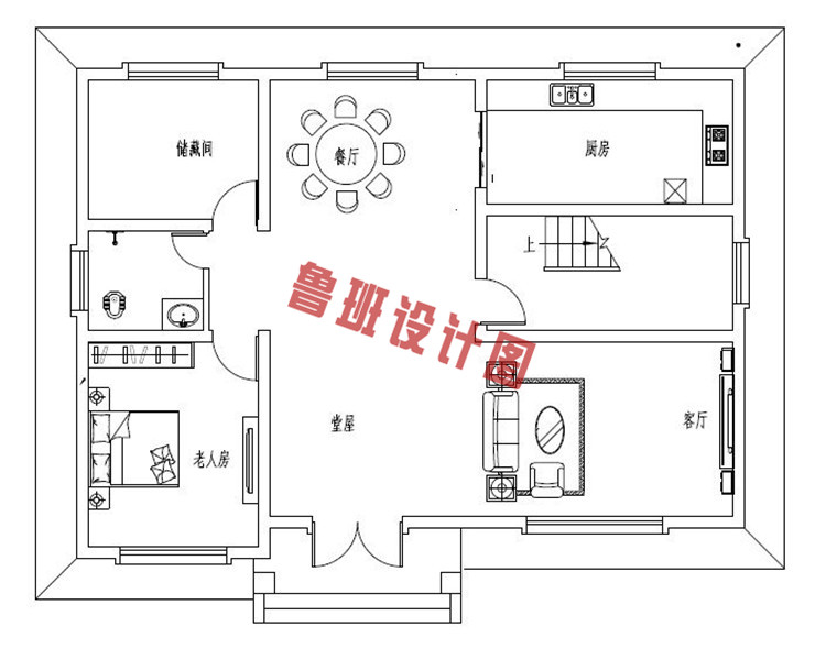 2019热销款大气二层小别墅一层户型图