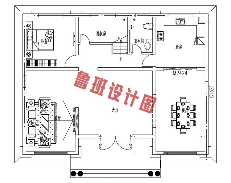 二层欧式别墅设计一层户型图