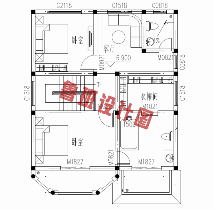 100平米两间三层楼房设计图