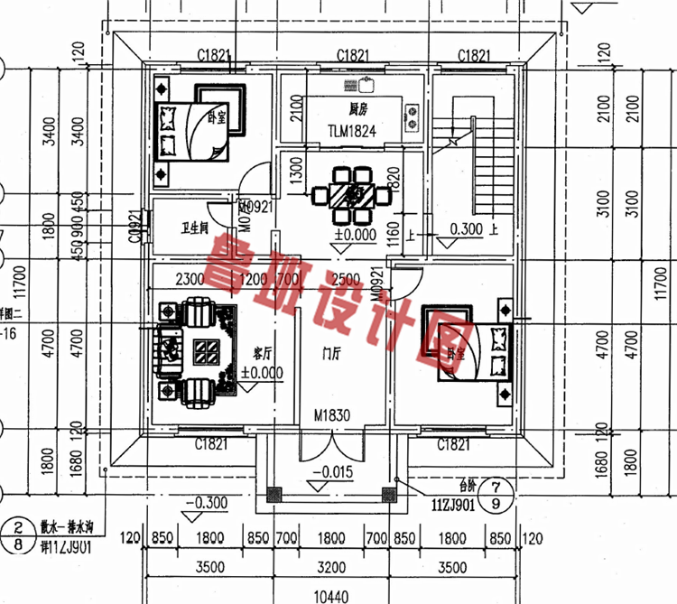 简单实用三层楼房别墅设计图纸